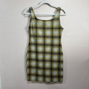 Yellow plaid mini dress